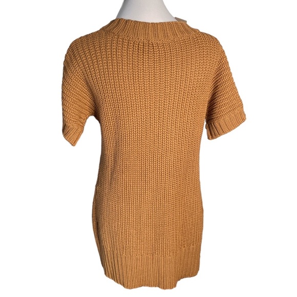 Soft Surroundings Double Breasted Ribbed Short Sleeve Sweater Brown Size Large - Picture 2 of 8